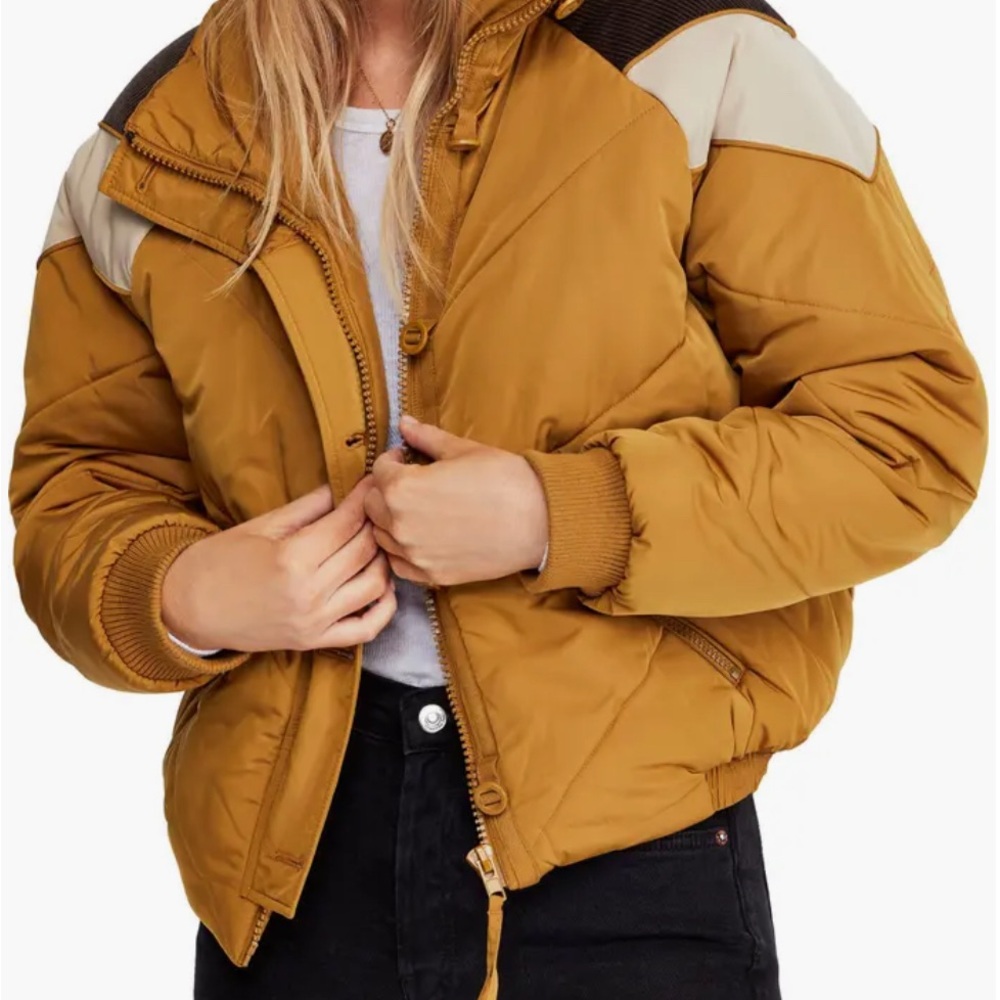Free People Golden Brown Bomber Jacket